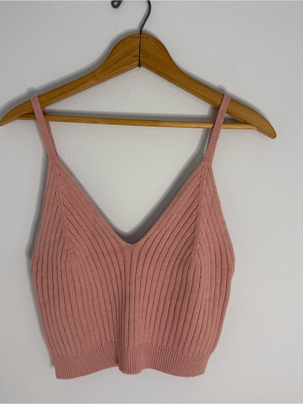 iris Blush Pink Ribbed Knit Cropped Tank Summer Minimalist Cozy